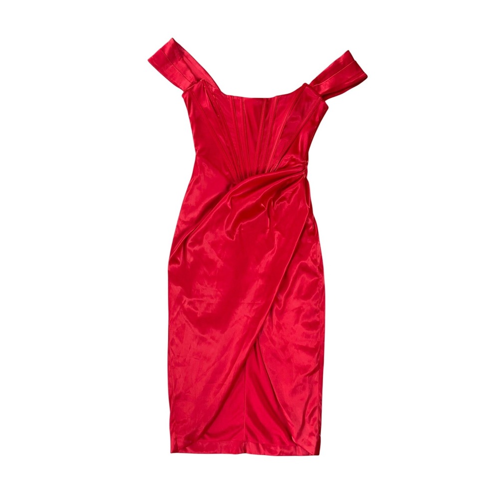 Red satin corset bodycon dress. Size S